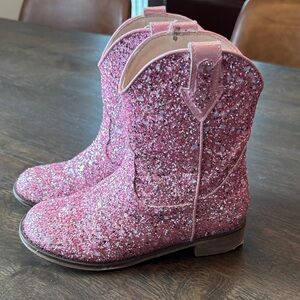 Pink Glitter Cowboy Boots - 13c